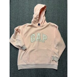 Gap Kids Girls XL 12 Fleece Hoodie  Pink Arch Logo Pullover Sweatshirt